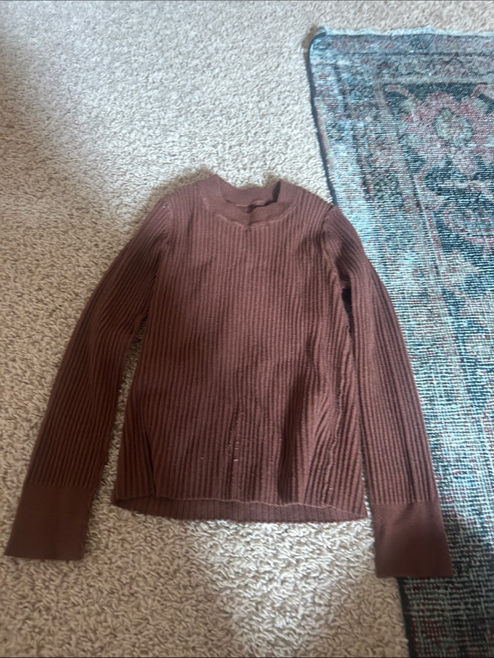 Zara Brown Ribbed Turtleneck Top